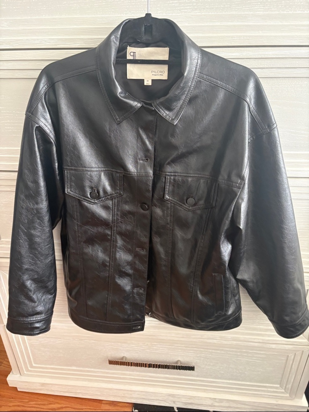Pilcro Black Leather Trucker Jacket